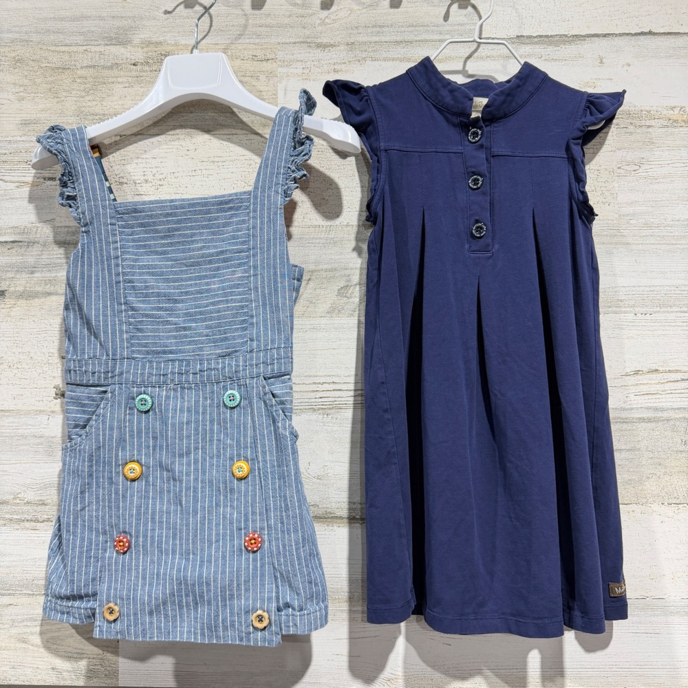 Matilda Jane Dress Romper Bundle Girls 6 Blue Striped Ruffle Classic